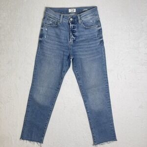Kensie Vintage Lux Jeans Womens 4/27 Light Blue Fade The Slim Frayed High Rise